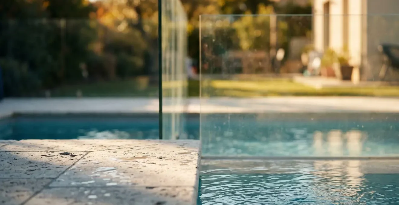 Concept visuel des cercles de protection en profondeur pour la sécurité d'une piscine familiale avec dispositifs multiples