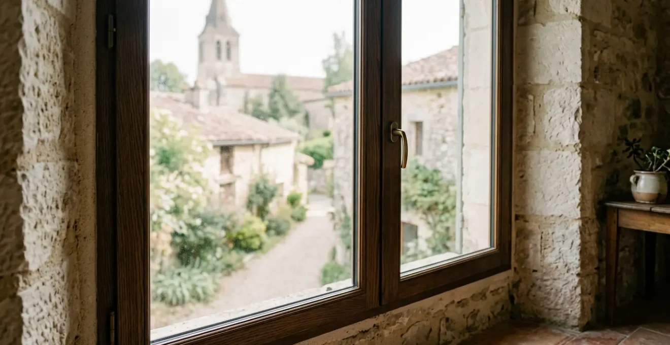 Détail architectural d'une fenêtre moderne à double vitrage installée dans une maison française