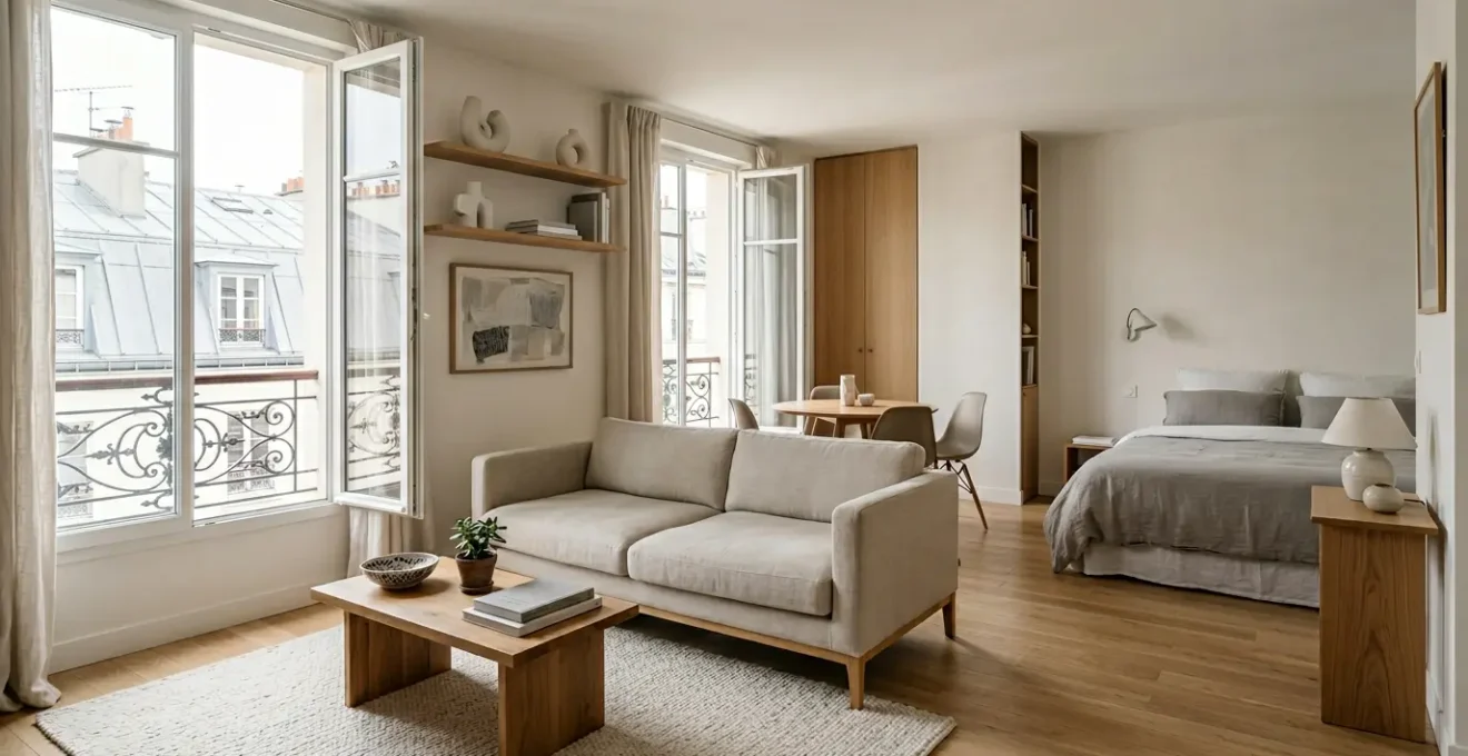 Studio de 25 mètres carrés aménagé avec meubles malins et espaces optimisés