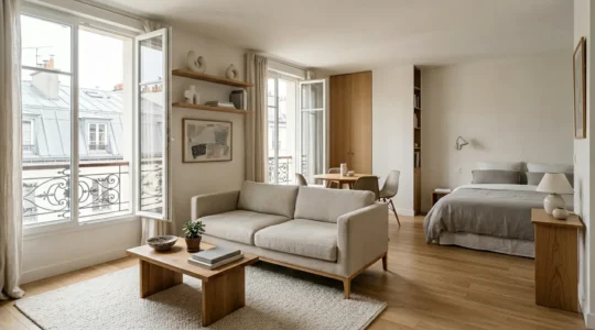 Studio de 25 mètres carrés aménagé avec meubles malins et espaces optimisés